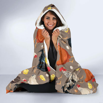 Chicken Evolution Pattern Hooded Blanket-JTAMIGO.COM