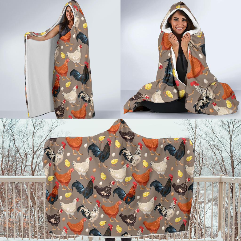 Chicken Evolution Pattern Hooded Blanket-JTAMIGO.COM