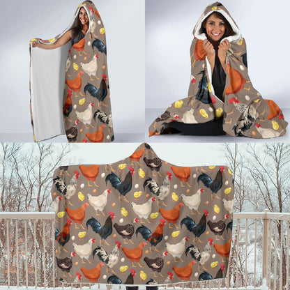 Chicken Evolution Pattern Hooded Blanket-JTAMIGO.COM