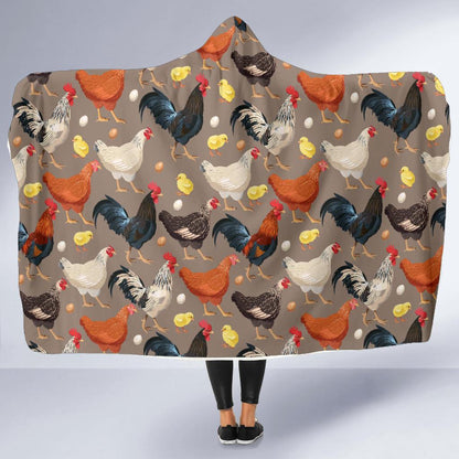 Chicken Evolution Pattern Hooded Blanket-JTAMIGO.COM