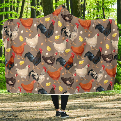 Chicken Evolution Pattern Hooded Blanket-JTAMIGO.COM