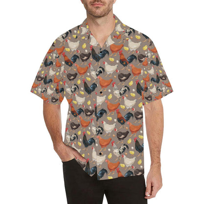 Chicken Evolution Pattern Men Aloha Hawaiian Shirt