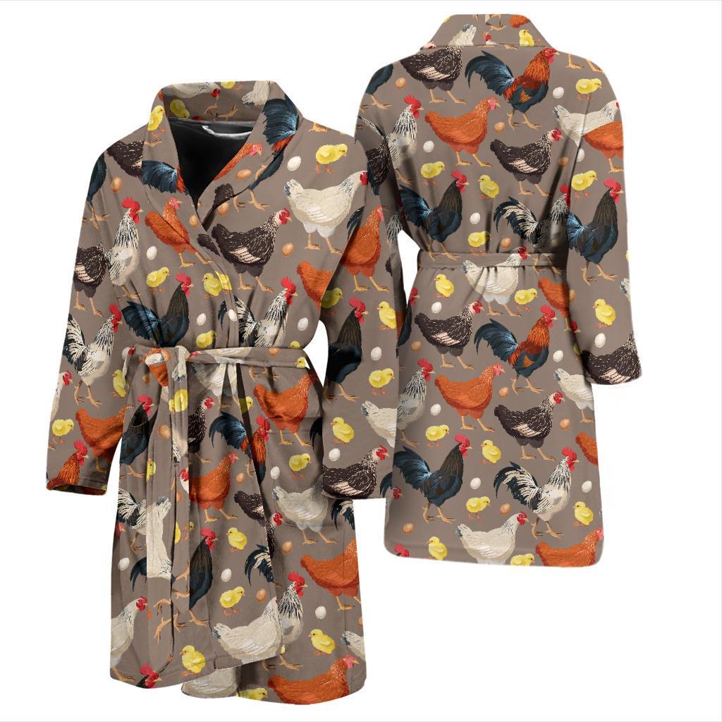 Chicken Evolution Pattern Men Bath Robe-JTAMIGO.COM