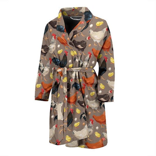 Chicken Evolution Pattern Men Bath Robe-JTAMIGO.COM