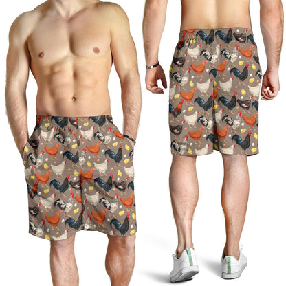 Chicken Evolution Pattern Mens Shorts-JTAMIGO.COM