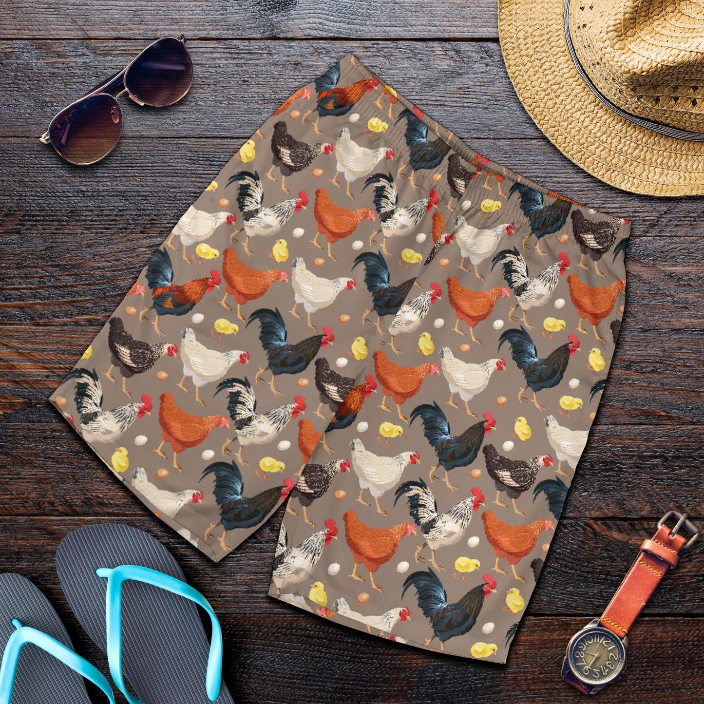 Chicken Evolution Pattern Mens Shorts-JTAMIGO.COM