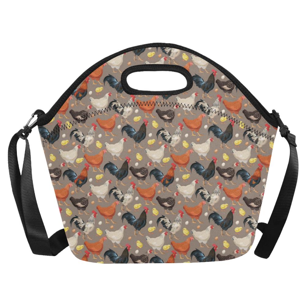 Chicken Evolution Pattern Neoprene Lunch Bag (Model 1669)(Large)-JTAMIGO.COM