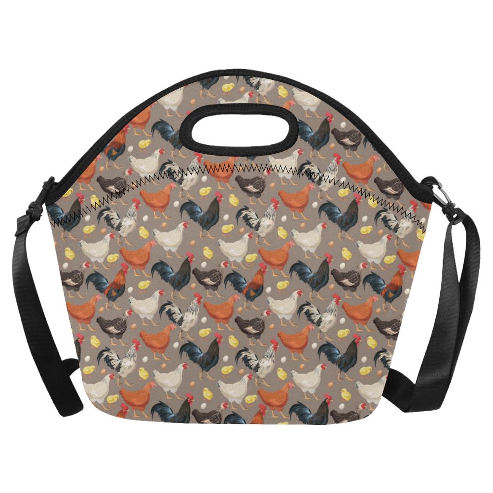 Chicken Evolution Pattern Neoprene Lunch Bag (Model 1669)(Large)-JTAMIGO.COM