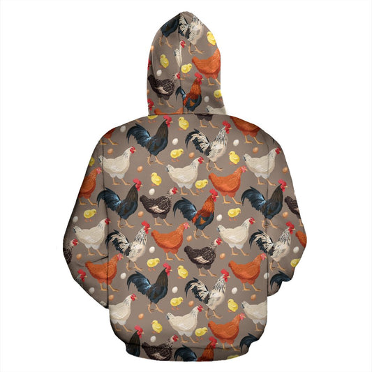 Chicken Evolution Pattern Pullover Hoodie