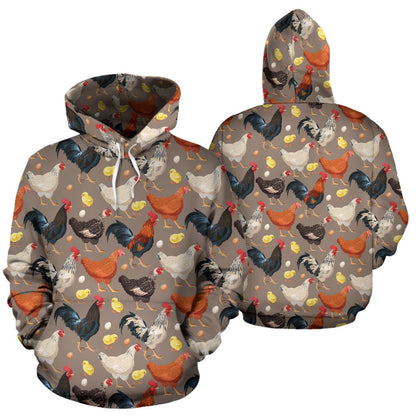 Chicken Evolution Pattern Pullover Hoodie