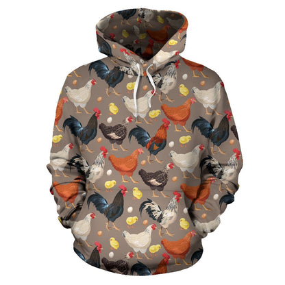 Chicken Evolution Pattern Pullover Hoodie