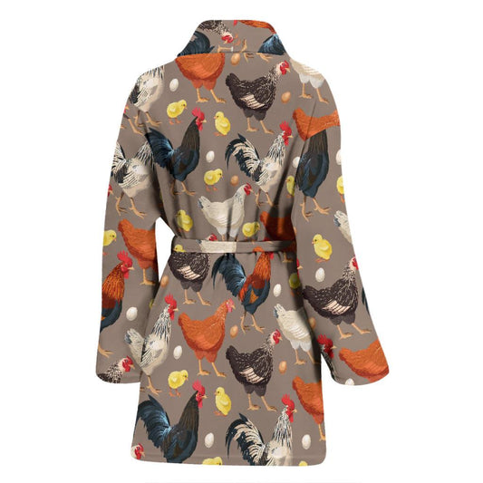 Chicken Evolution Pattern Women Bath Robe-JTAMIGO.COM