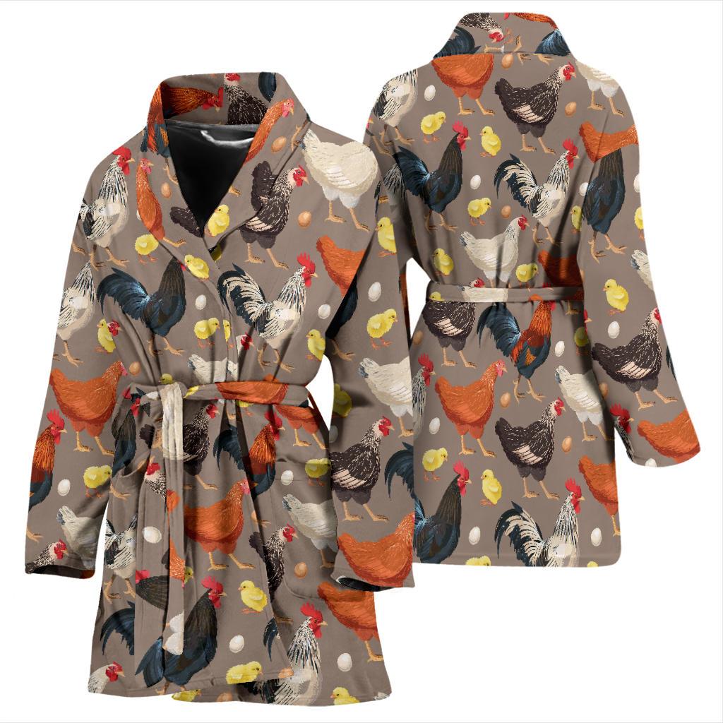 Chicken Evolution Pattern Women Bath Robe-JTAMIGO.COM