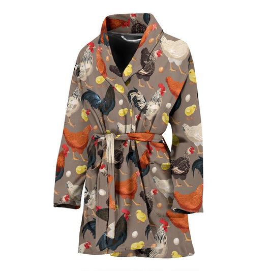 Chicken Evolution Pattern Women Bath Robe-JTAMIGO.COM