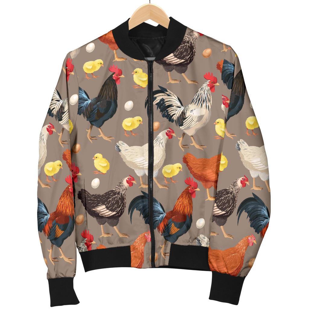 Chicken Evolution Pattern Women Casual Bomber Jacket
