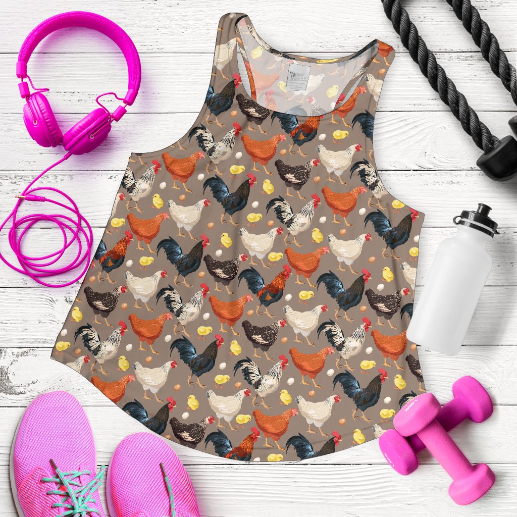 Chicken Evolution Pattern Women Racerback Tank Top