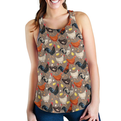 Chicken Evolution Pattern Women Racerback Tank Top