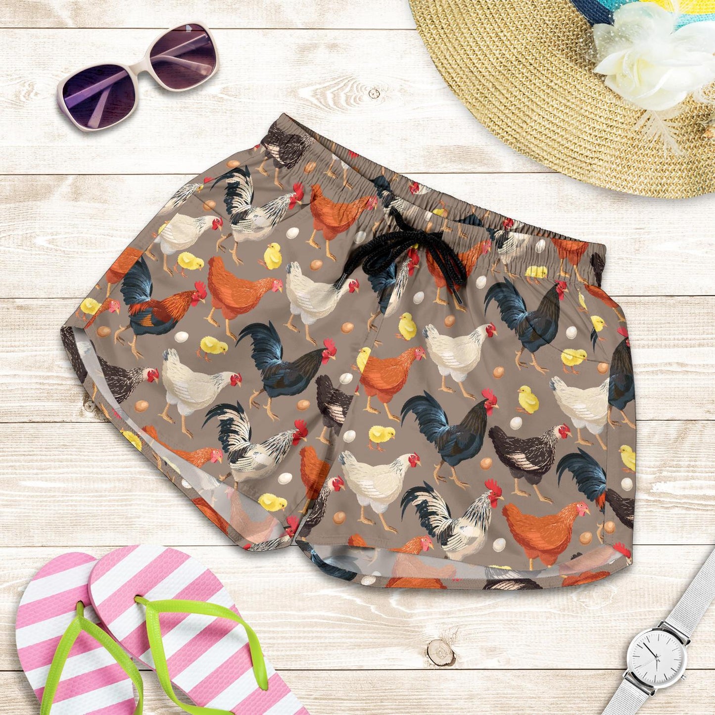 Chicken Evolution Pattern Women Shorts-JTAMIGO.COM