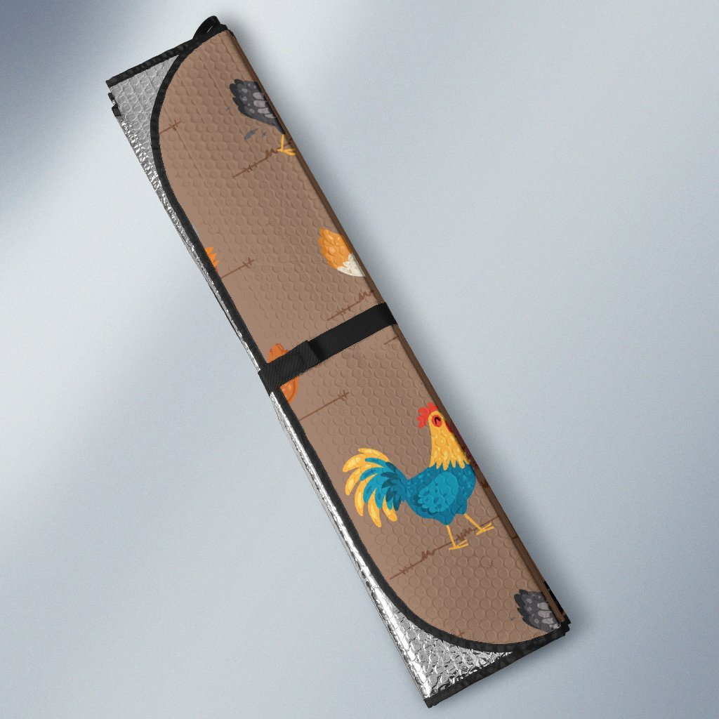 Chicken Happy Print Pattern Car Sun Shade For Windshield