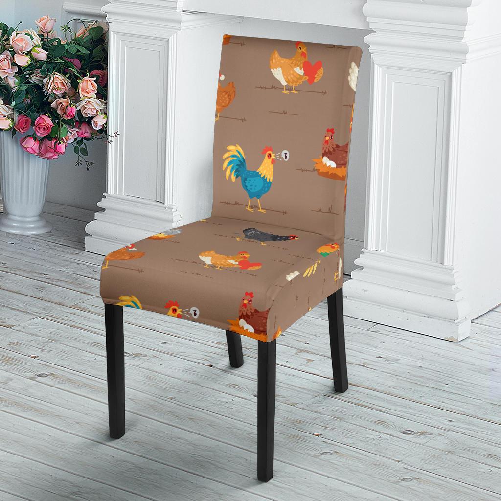 Chicken Happy Print Pattern Dinning Chair Slipper-JTAMIGO.COM
