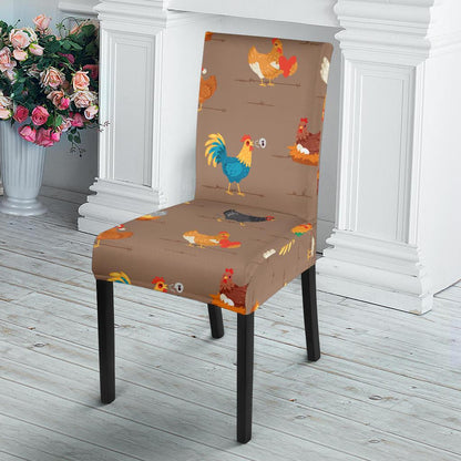 Chicken Happy Print Pattern Dinning Chair Slipper-JTAMIGO.COM