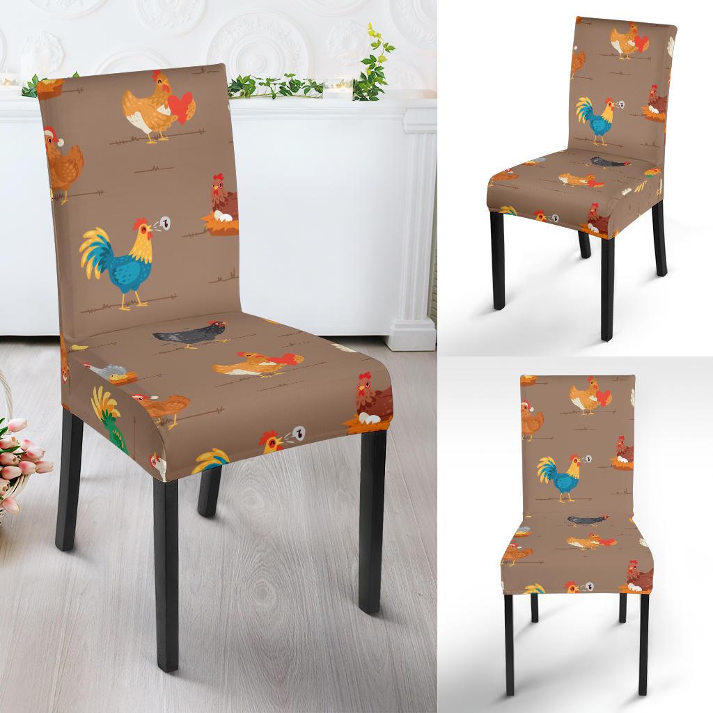 Chicken Happy Print Pattern Dinning Chair Slipper-JTAMIGO.COM