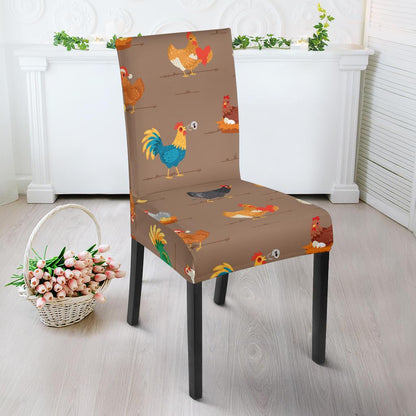 Chicken Happy Print Pattern Dinning Chair Slipper-JTAMIGO.COM