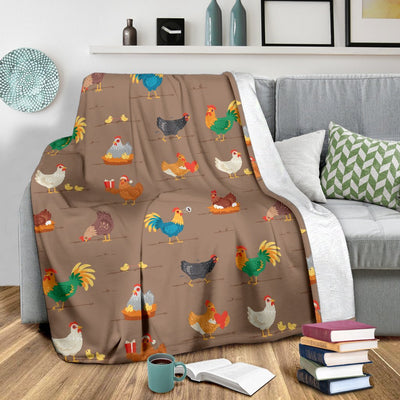 Chicken Happy Print Pattern Fleece Blanket