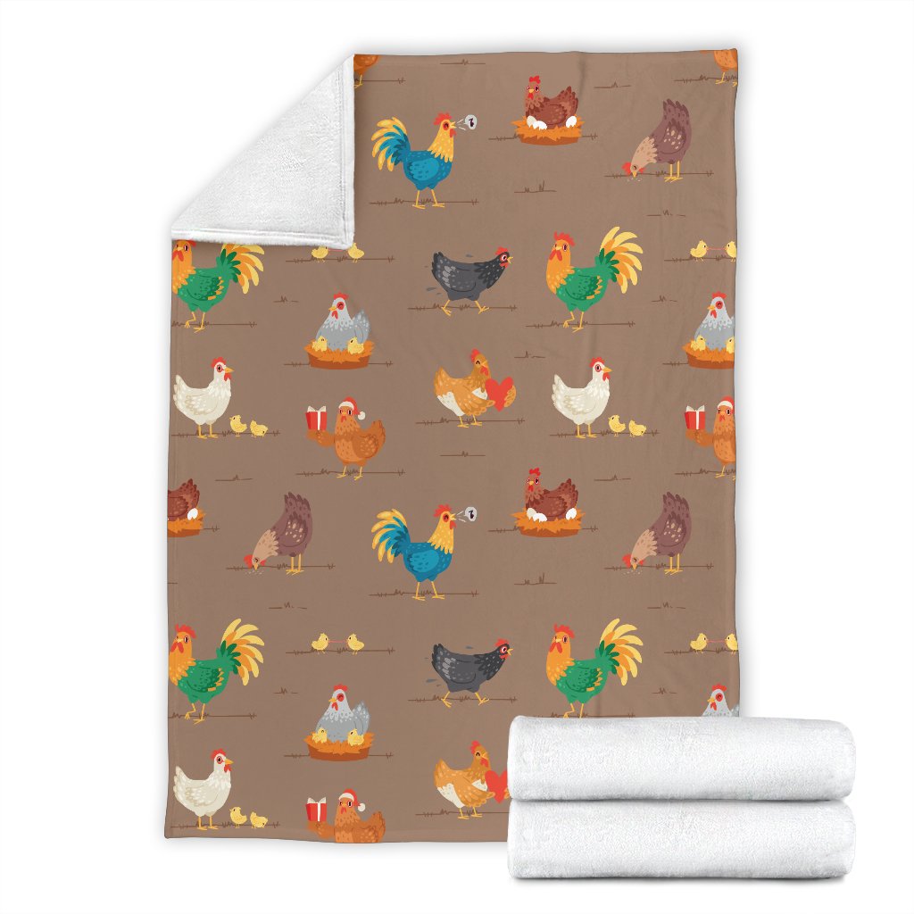 Chicken Happy Print Pattern Fleece Blanket