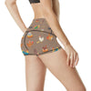 Chicken Happy Print Pattern High Waisted Spandex Shorts-JTAMIGO.COM