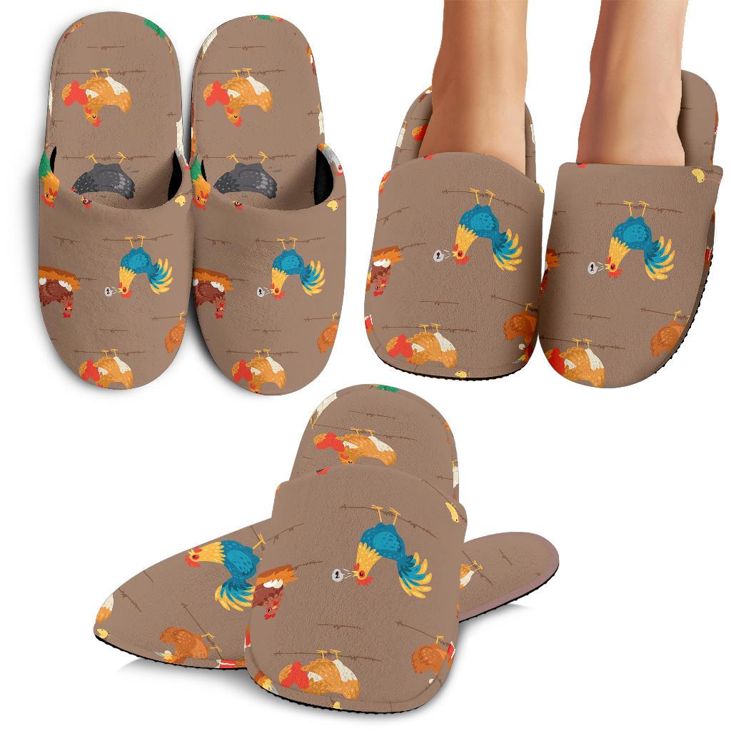 Chicken Happy Print Pattern House Slippers