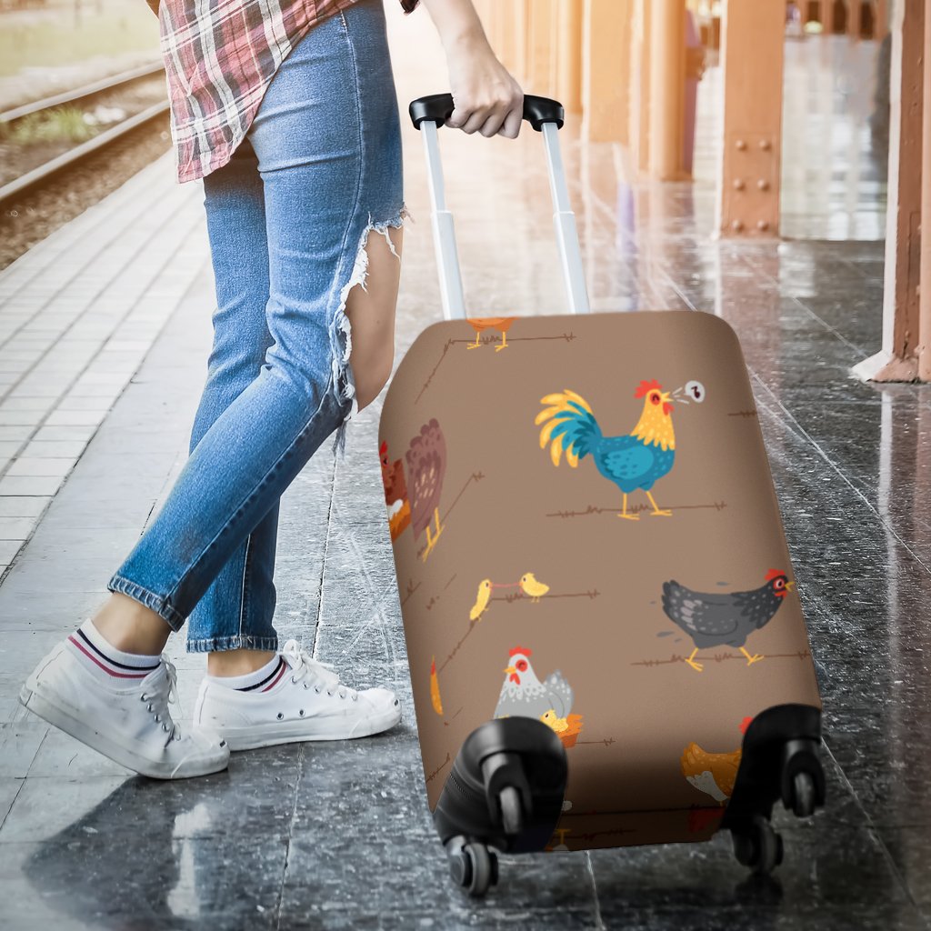 Chicken Happy Print Pattern Luggage Cover Protector