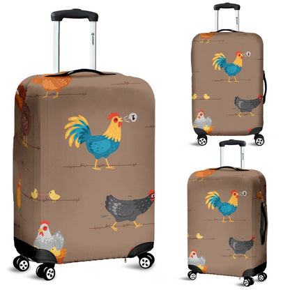 Chicken Happy Print Pattern Luggage Cover Protector