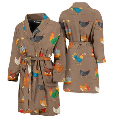 Chicken Happy Print Pattern Men Bath Robe-JTAMIGO.COM