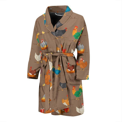 Chicken Happy Print Pattern Men Bath Robe-JTAMIGO.COM