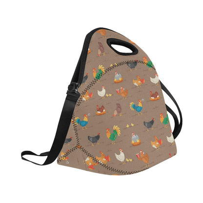 Chicken Happy Print Pattern Neoprene Lunch Bag (Model 1669)(Large)-JTAMIGO.COM