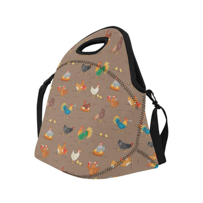 Chicken Happy Print Pattern Neoprene Lunch Bag (Model 1669)(Large)-JTAMIGO.COM