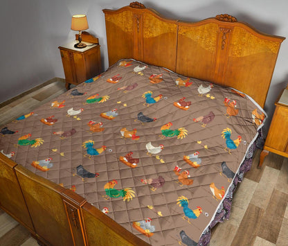 Chicken Happy Print Pattern Premium Quilt-JTAMIGO.COM