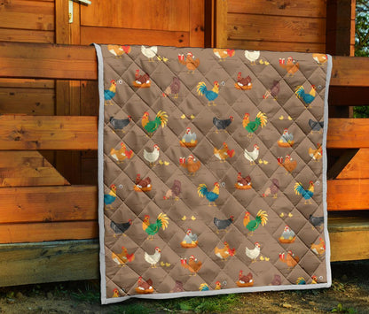 Chicken Happy Print Pattern Premium Quilt-JTAMIGO.COM