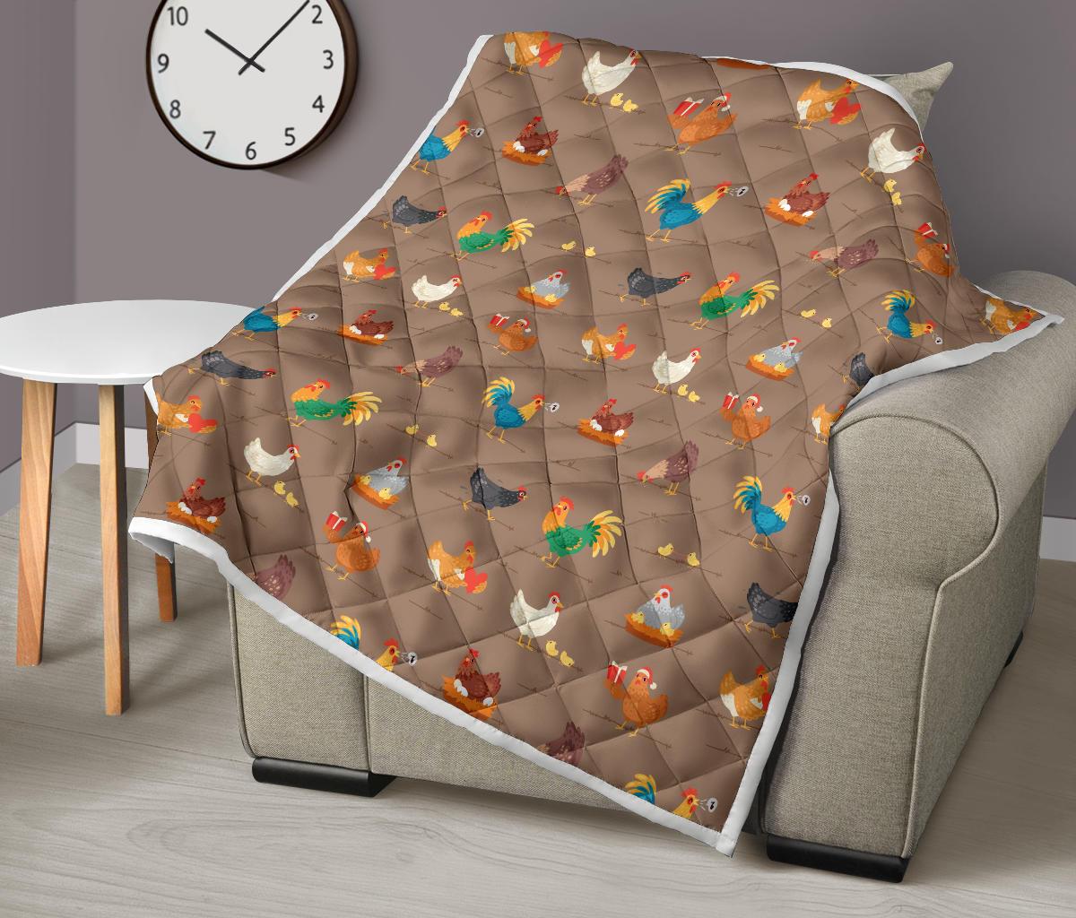 Chicken Happy Print Pattern Premium Quilt-JTAMIGO.COM