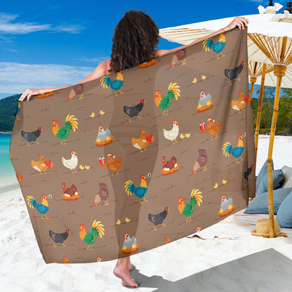 Chicken Happy Print Pattern Sarong Pareo Wrap