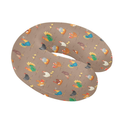 Chicken Happy Print Pattern U-Shaped Travel Neck Pillow-JTAMIGO.COM