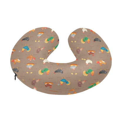 Chicken Happy Print Pattern U-Shaped Travel Neck Pillow-JTAMIGO.COM