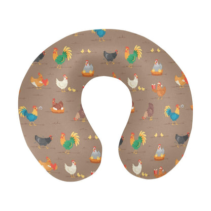 Chicken Happy Print Pattern U-Shaped Travel Neck Pillow-JTAMIGO.COM