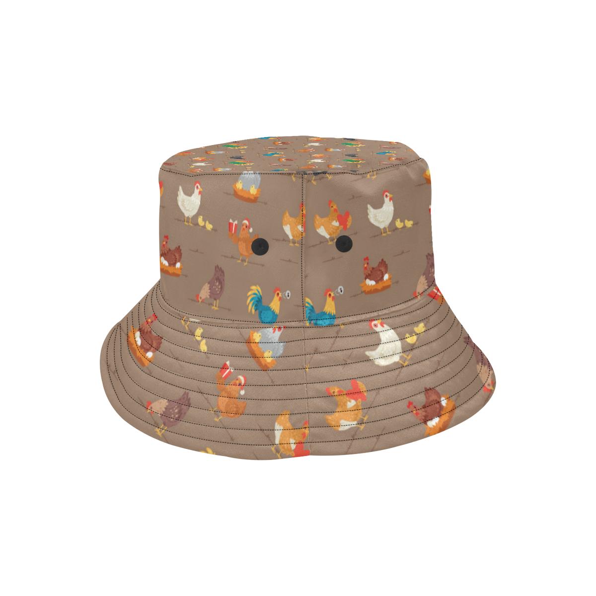 Chicken Happy Print Pattern Unisex Bucket Hat