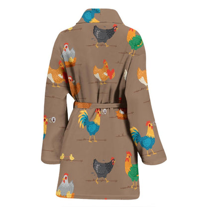 Chicken Happy Print Pattern Women Bath Robe-JTAMIGO.COM