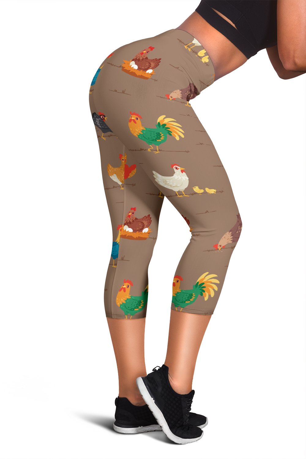 Chicken Happy Print Pattern Women Capris