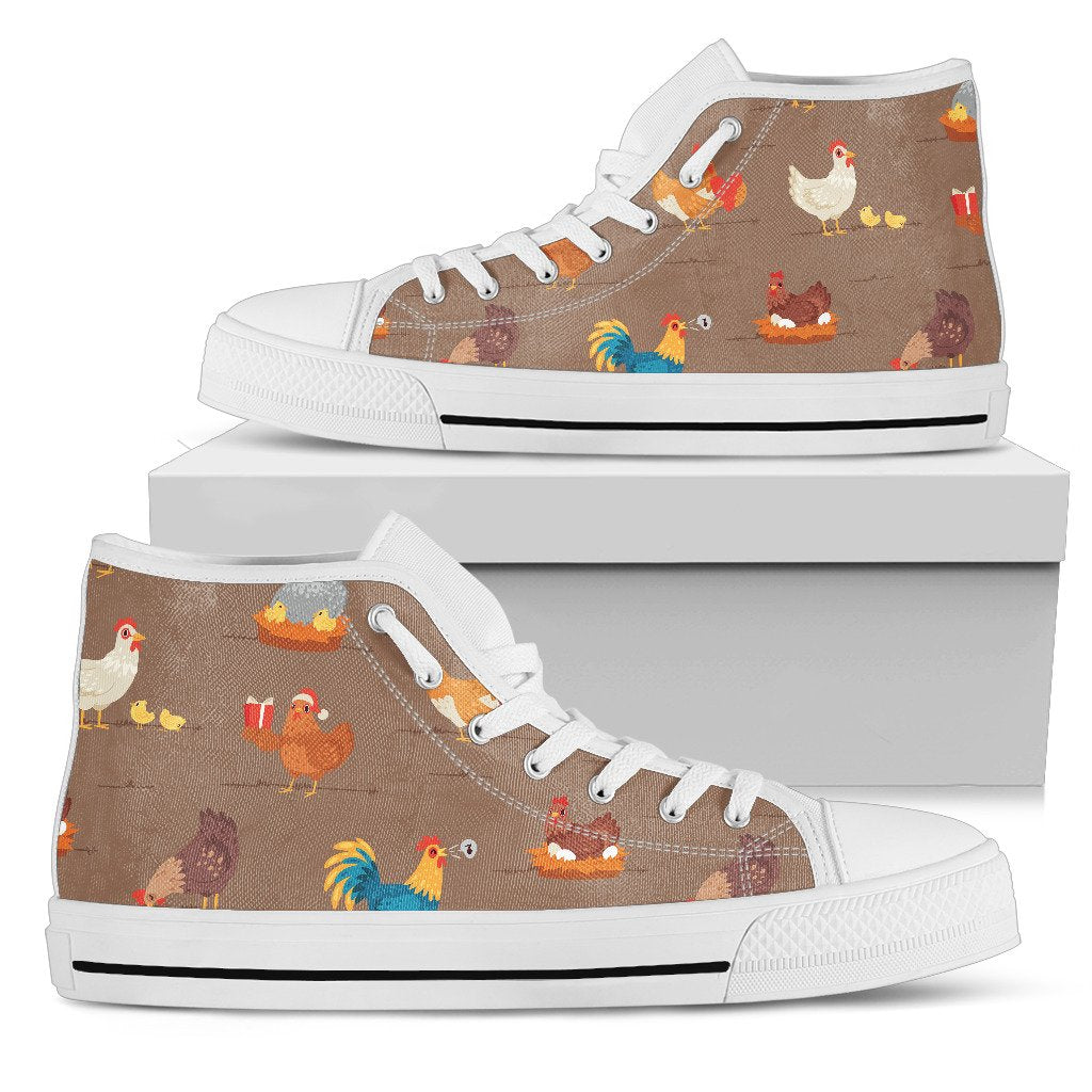 Chicken Happy Print Pattern Women High Top Shoes