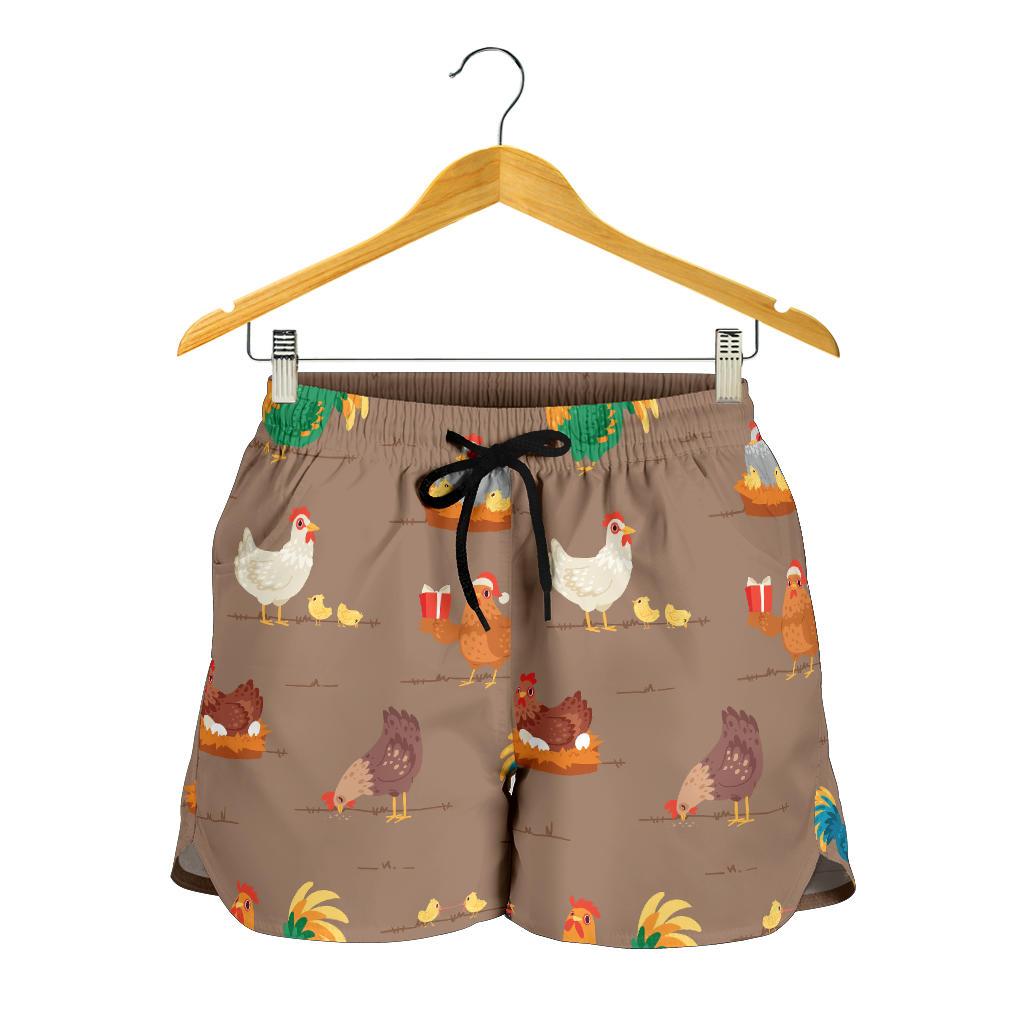 Chicken Happy Print Pattern Women Shorts-JTAMIGO.COM