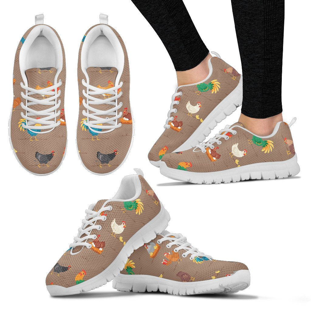 Chicken Happy Print Pattern Women Sneakers Shoes